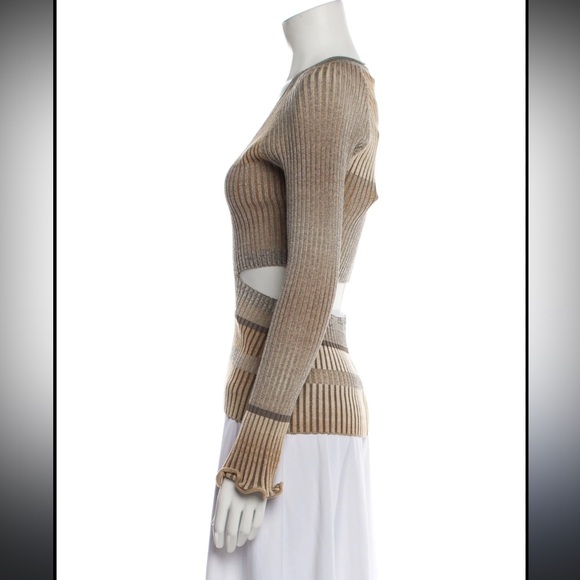 Jonathan Simkhai Ribbed Knit Sweater in Tan and Gray - Picture 2 of 9